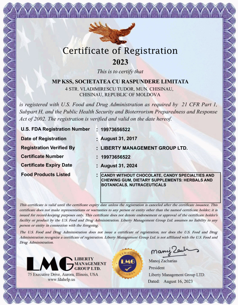 FDA certificate